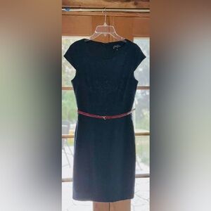 Eden Court Navy Brocade Dress with Belt